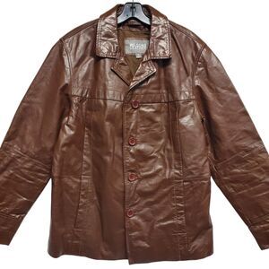 Vintage WILSONS Leather Jacket Mens Medium Brown M. Julian Overcoat Casual Y2K